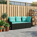 Gartenarmsessel mit Ecksofa 2 Stück Schwarz und Türkis