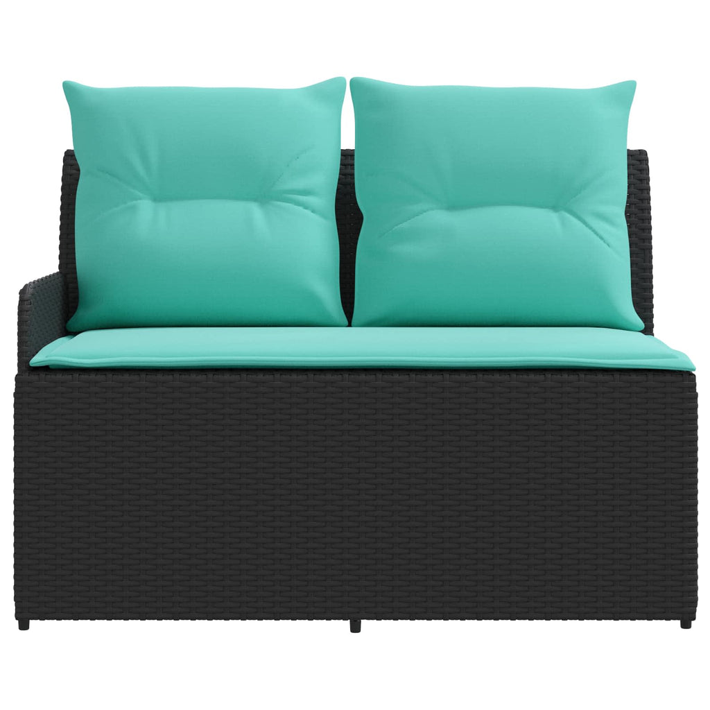 Gartenarmsessel mit Ecksofa 2 Stück Schwarz und Türkis