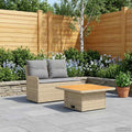 Garten Armlehnen Sofa mit Klapptisch 2 Stück Beige und Hellgrau