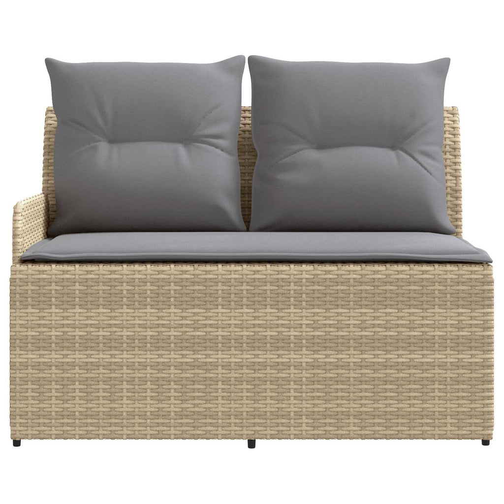 Garten Armlehnen Sofa mit Klapptisch 2 Stück Beige und Hellgrau