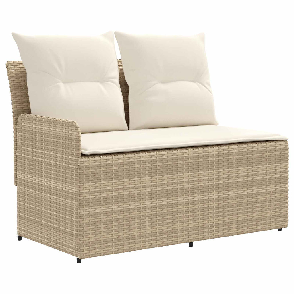 Garten Armlehnen Sofa mit Klapptisch 2 Stück Beige und Creme