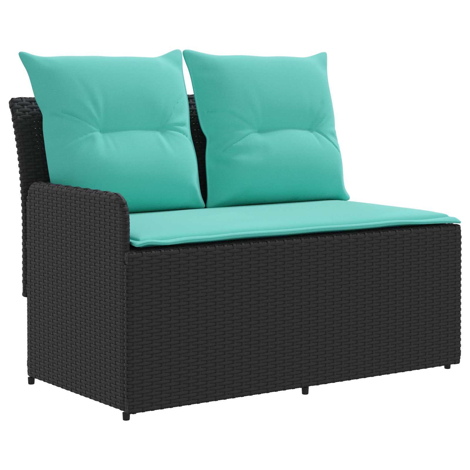 Garten Armlehnen Sofa mit Klapptisch 2 Stück Schwarz und Türkis