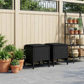 Garten-Fußhocker 2 Stück Schwarz 38 x 38 x 45 cm PE-Rattan