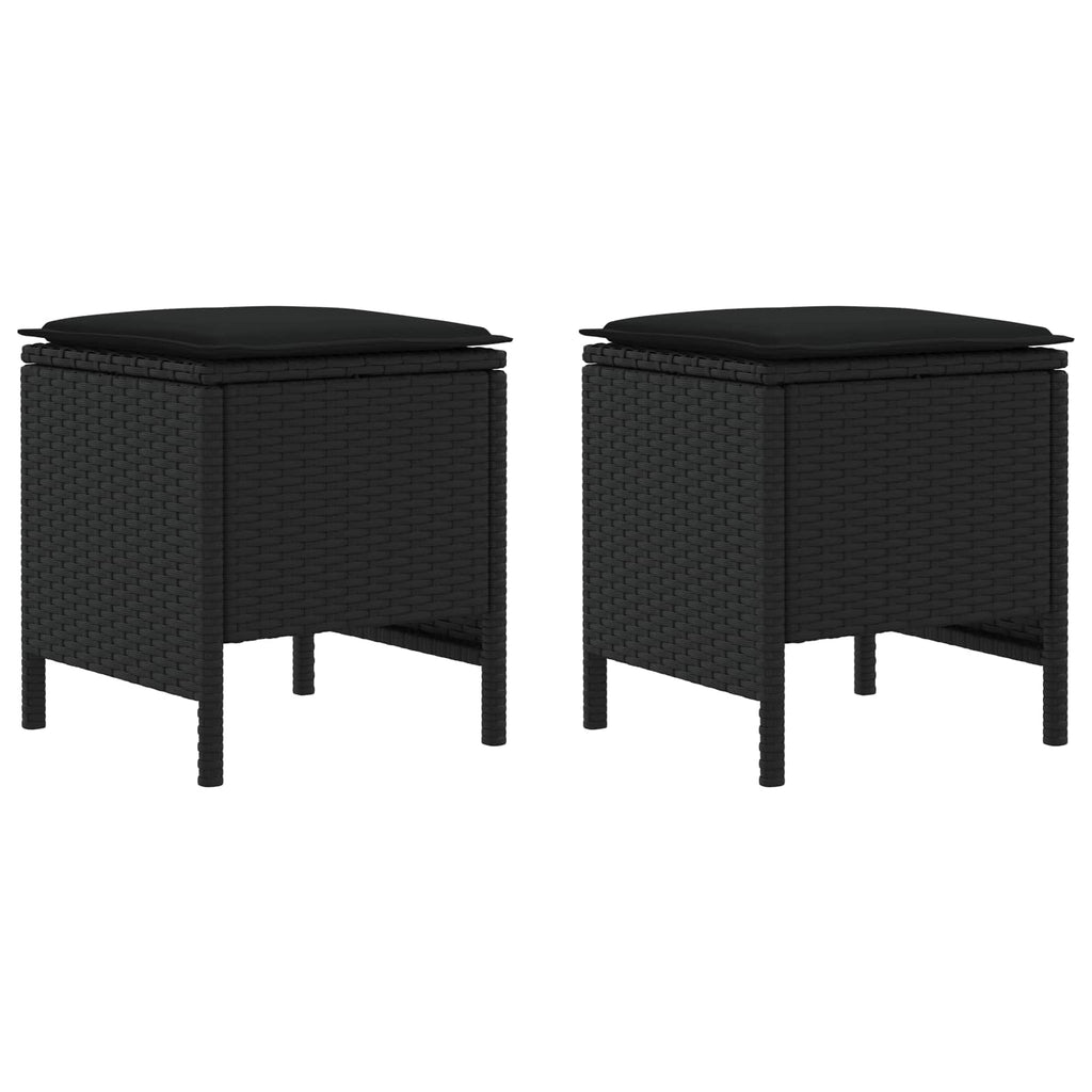 Garten-Fußhocker 2 Stück Schwarz 38 x 38 x 45 cm PE-Rattan