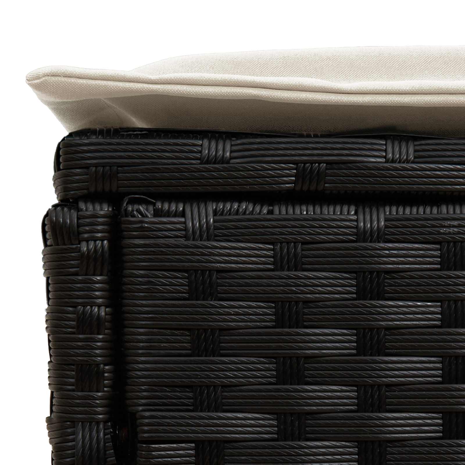 Garten-Fußhocker 2 Stück Schwarz und Creme 38 x 38 x 45 cm