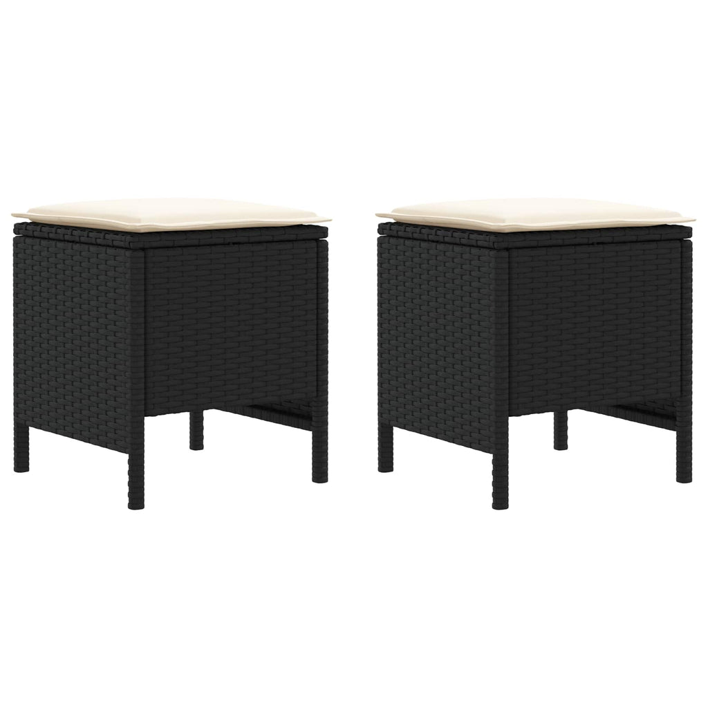 Garten-Fußhocker 2 Stück Schwarz und Creme 38 x 38 x 45 cm