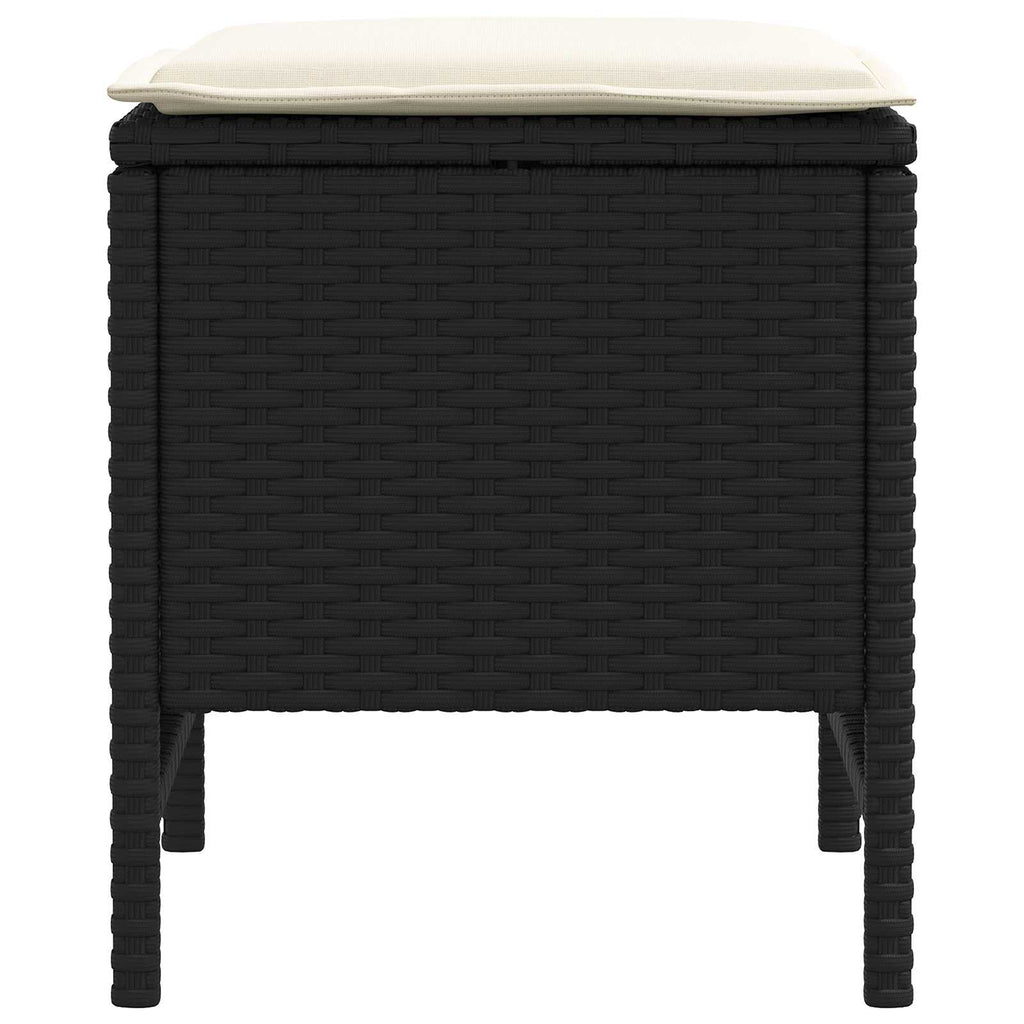 Garten-Fußhocker 2 Stück Schwarz und Creme 38 x 38 x 45 cm