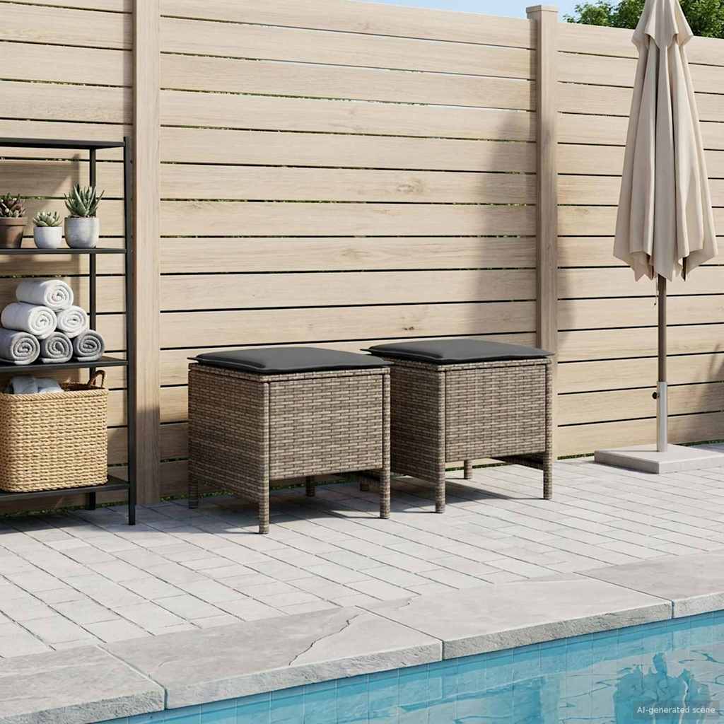 Garten-Fußhocker 2 Stück Grau und Dunkelgrau 38 x 38 x 45 cm