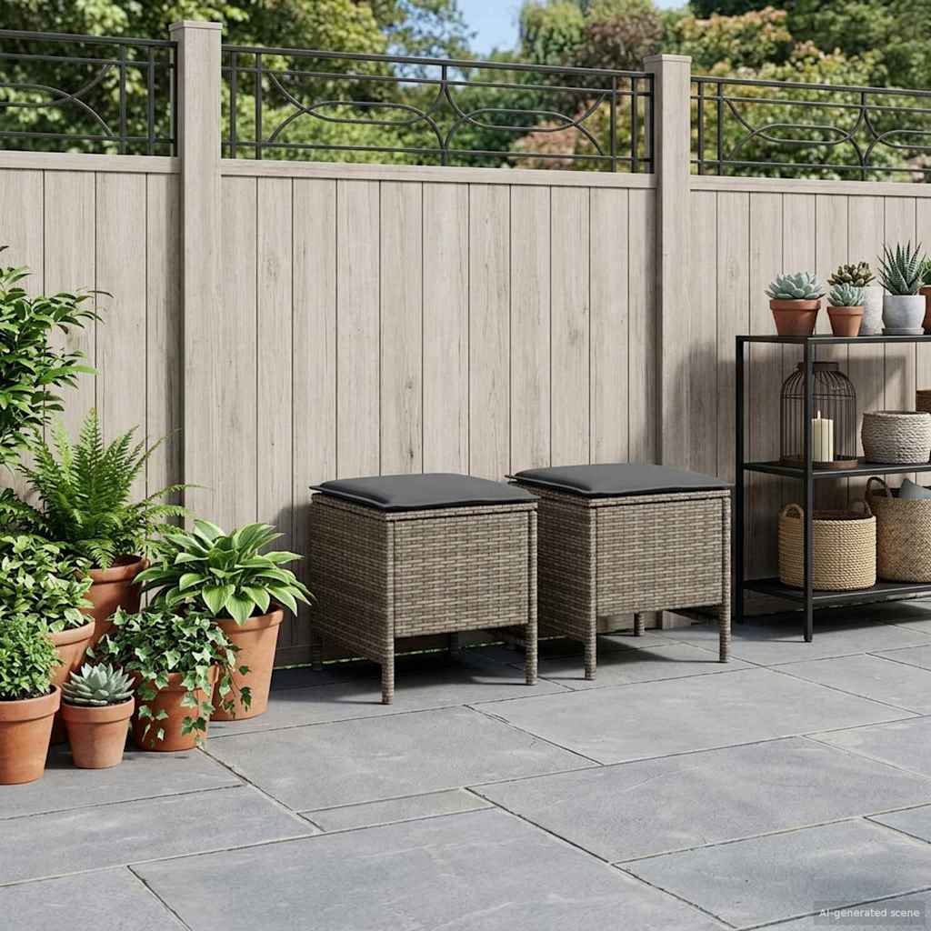 Garten-Fußhocker 2 Stück Grau und Dunkelgrau 38 x 38 x 45 cm