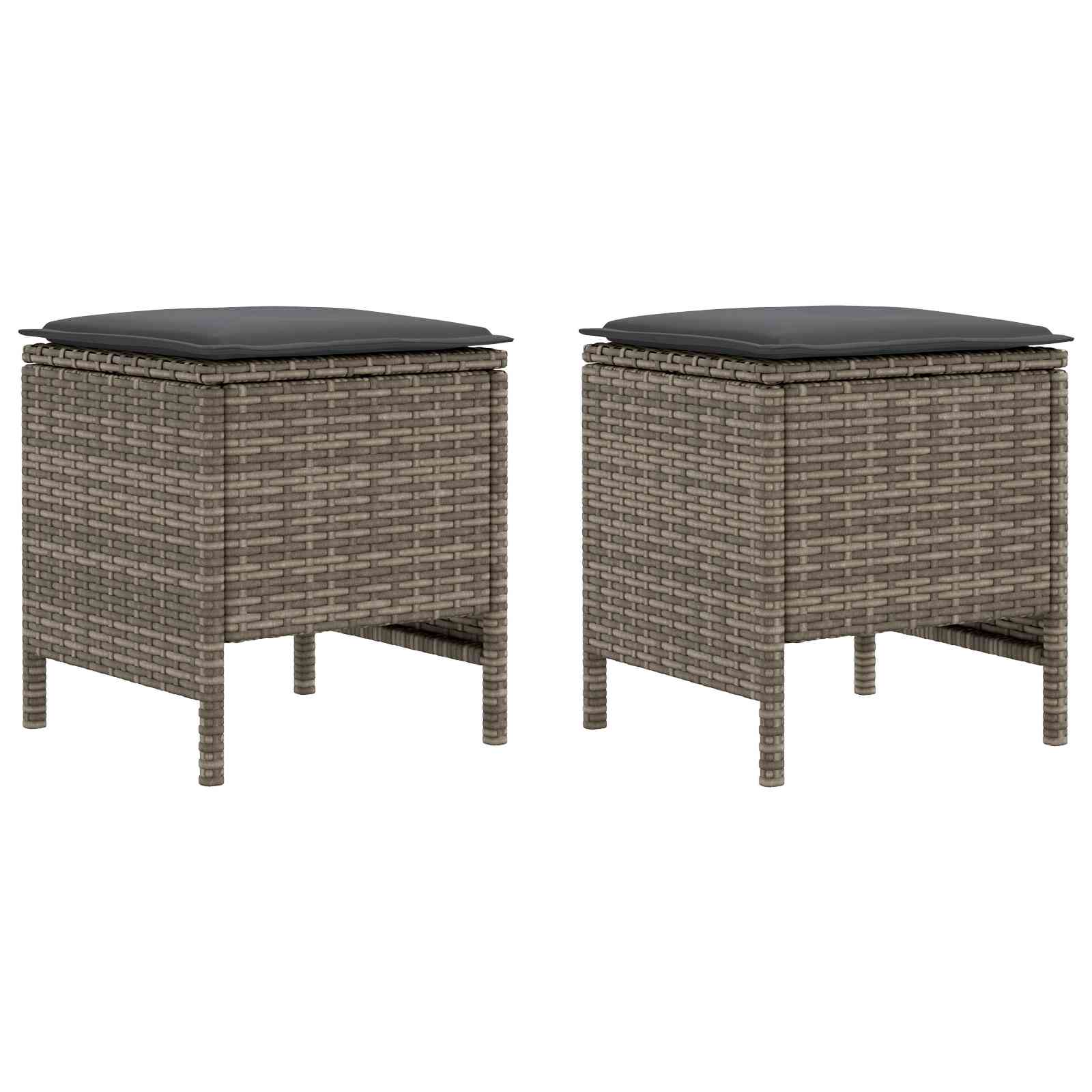 Garten-Fußhocker 2 Stück Grau und Dunkelgrau 38 x 38 x 45 cm