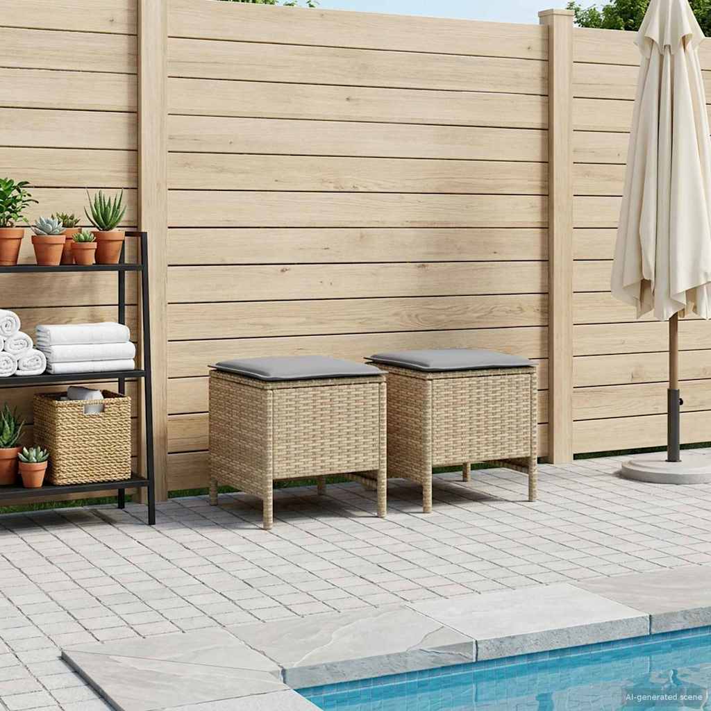 Garten-Fußhocker 2 Stück Beige und Hellgrau 38 x 38 x 45 cm