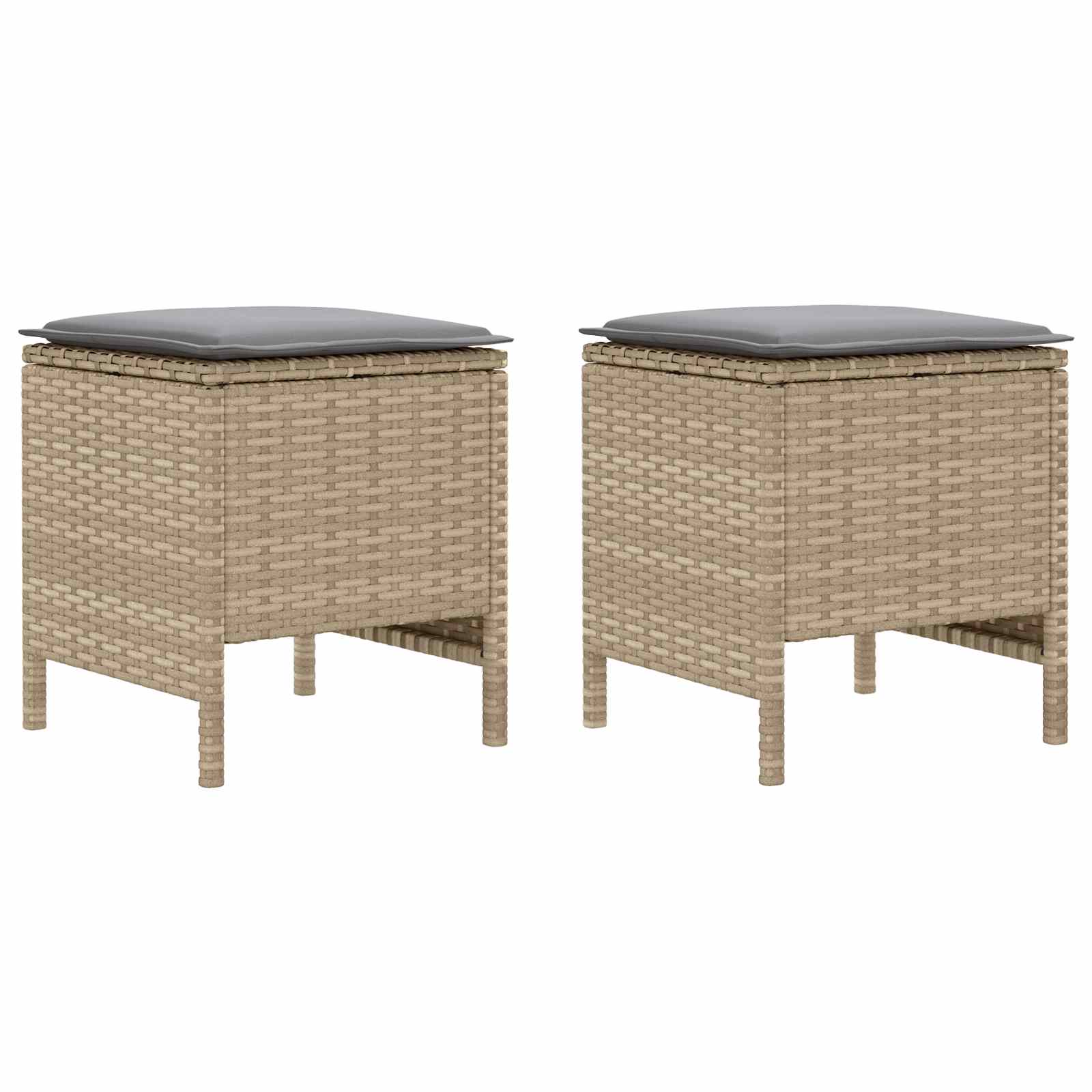 Garten-Fußhocker 2 Stück Beige und Hellgrau 38 x 38 x 45 cm
