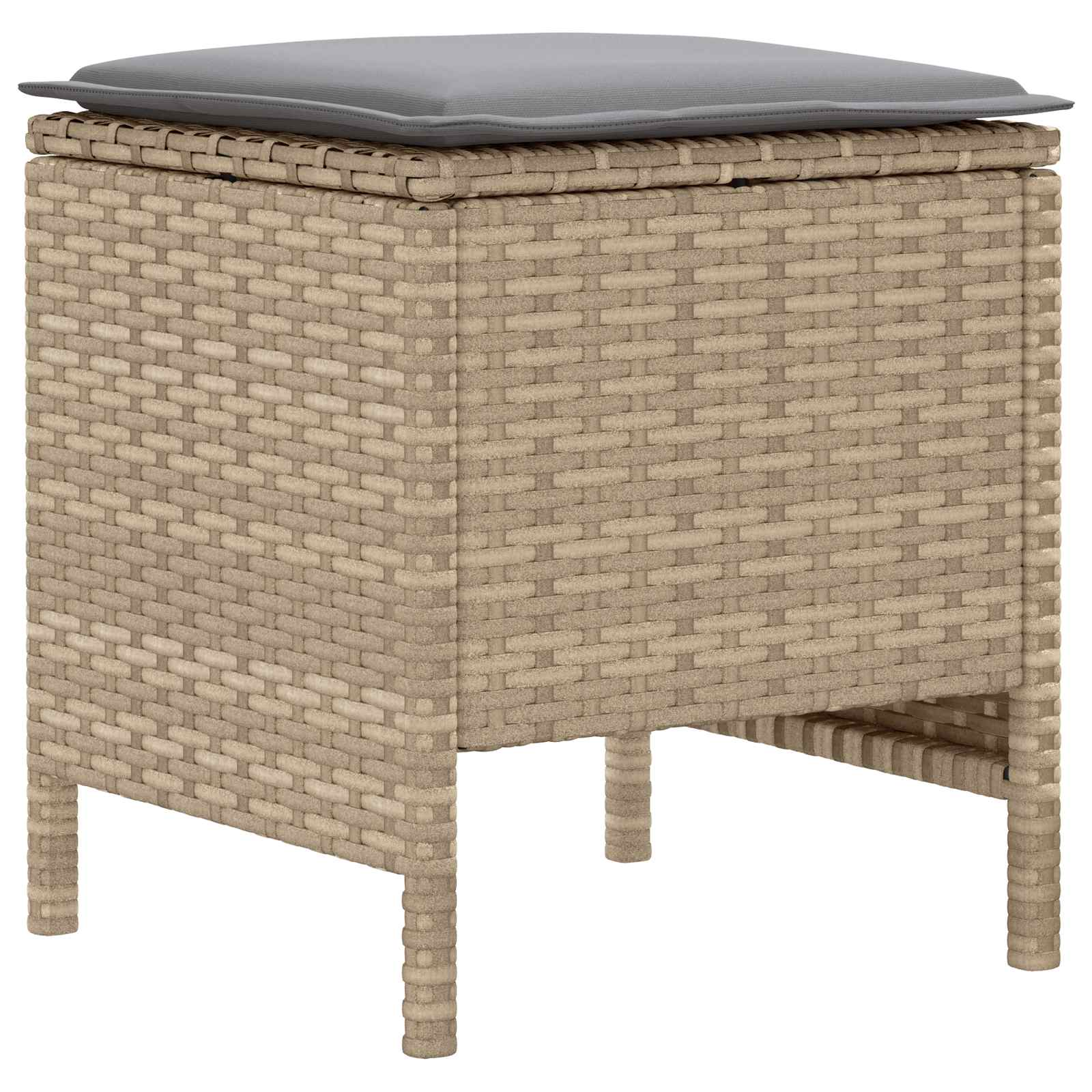 Garten-Fußhocker 2 Stück Beige und Hellgrau 38 x 38 x 45 cm