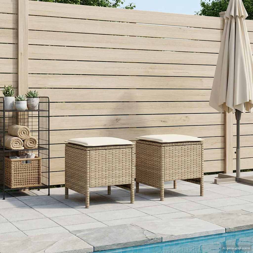 Garten-Fußhocker 2 Stück Beige und Creme 38 x 38 x 45 cm