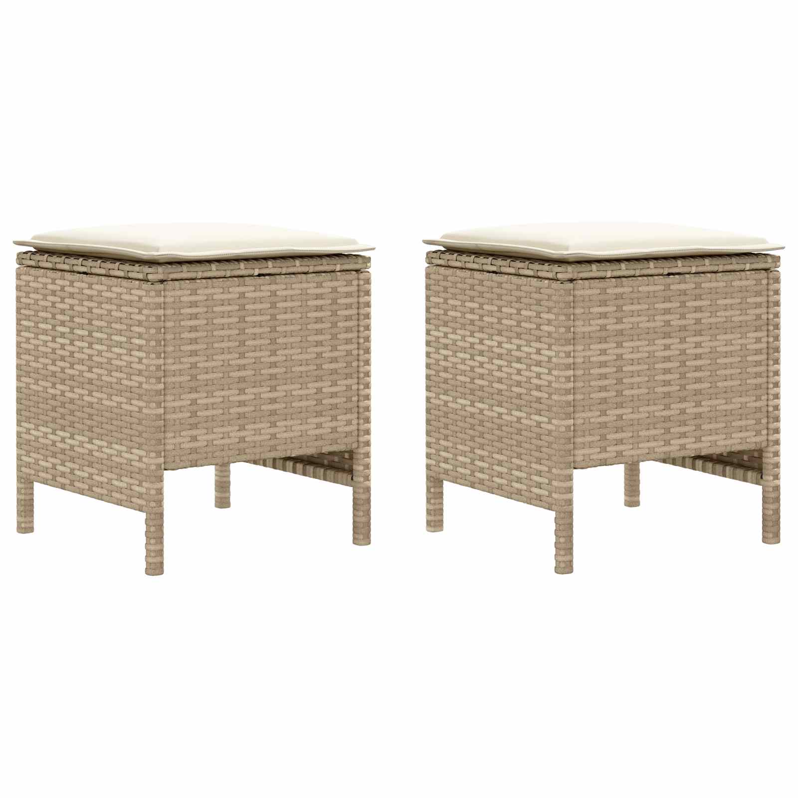 Garten-Fußhocker 2 Stück Beige und Creme 38 x 38 x 45 cm