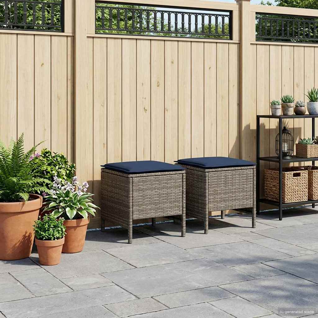 Garten-Fußhocker 2 Stück Grau und Marineblau 38 x 38 x 45 cm