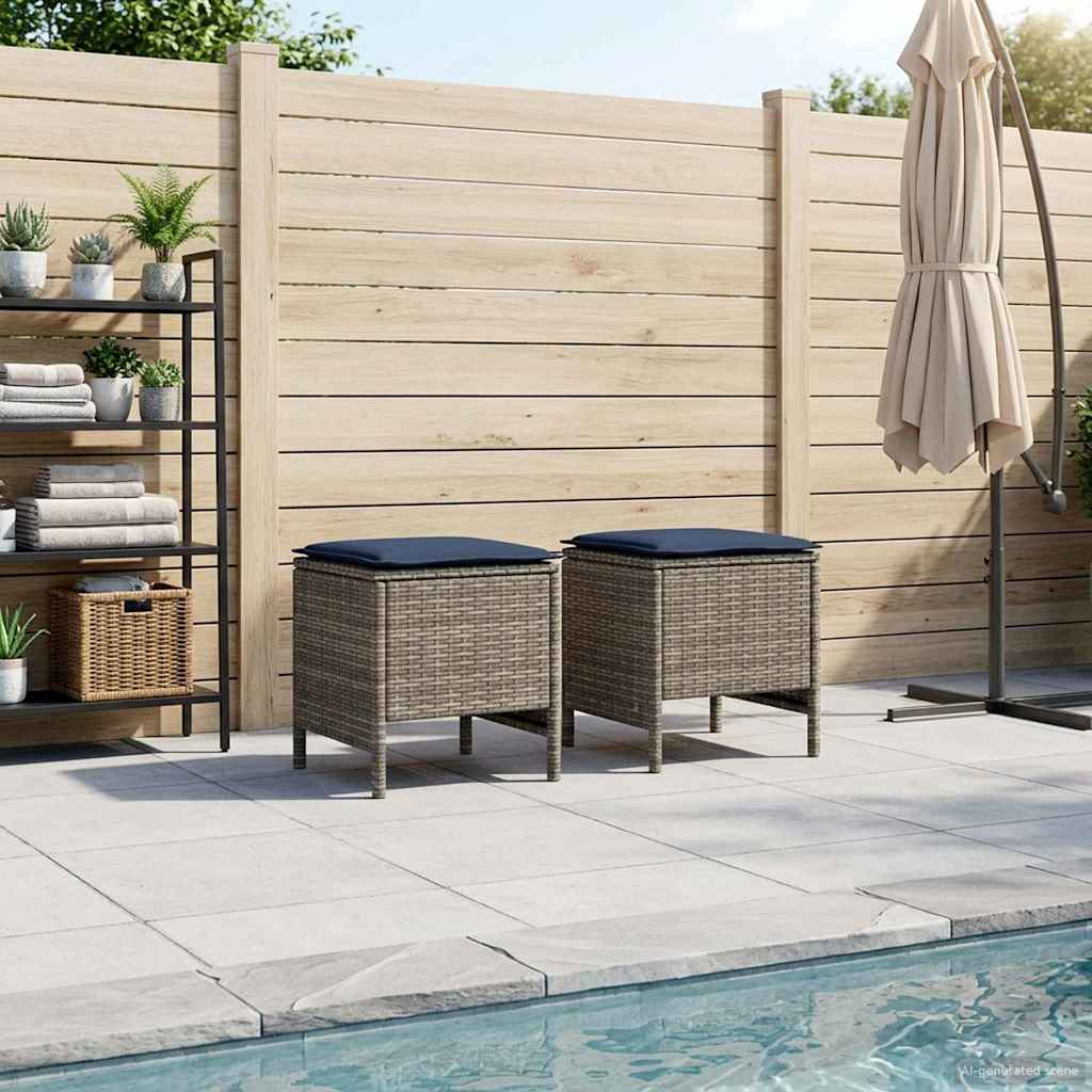 Garten-Fußhocker 2 Stück Grau und Marineblau 38 x 38 x 45 cm