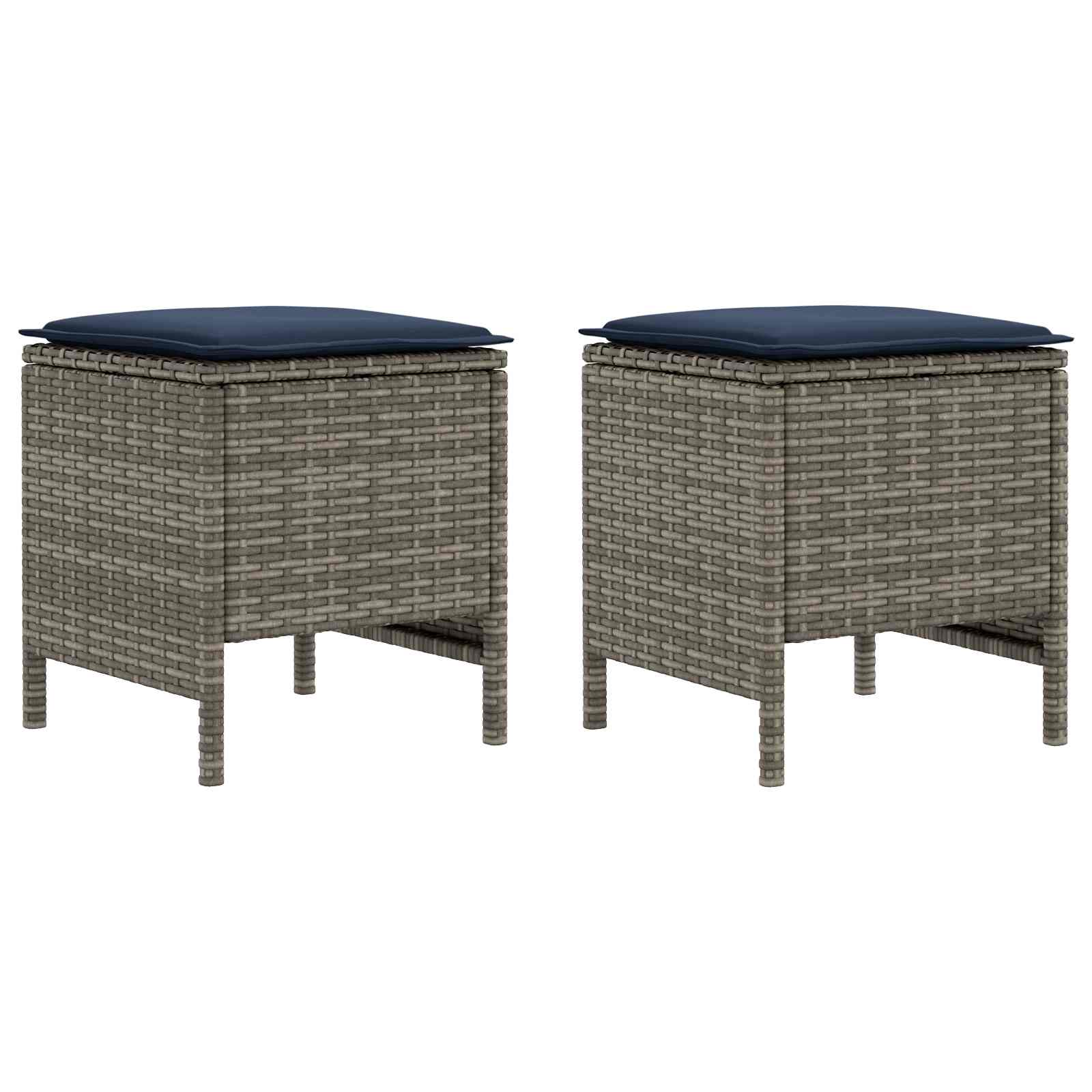 Garten-Fußhocker 2 Stück Grau und Marineblau 38 x 38 x 45 cm