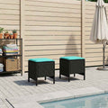 Garten-Fußhocker 2 Stück Schwarz und Türkis 38 x 38 x 45 cm