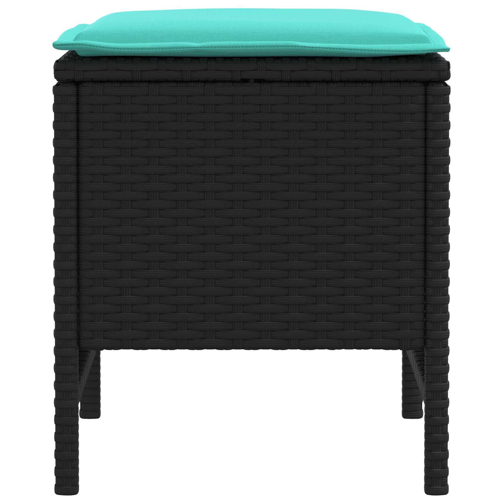 Garten-Fußhocker 2 Stück Schwarz und Türkis 38 x 38 x 45 cm