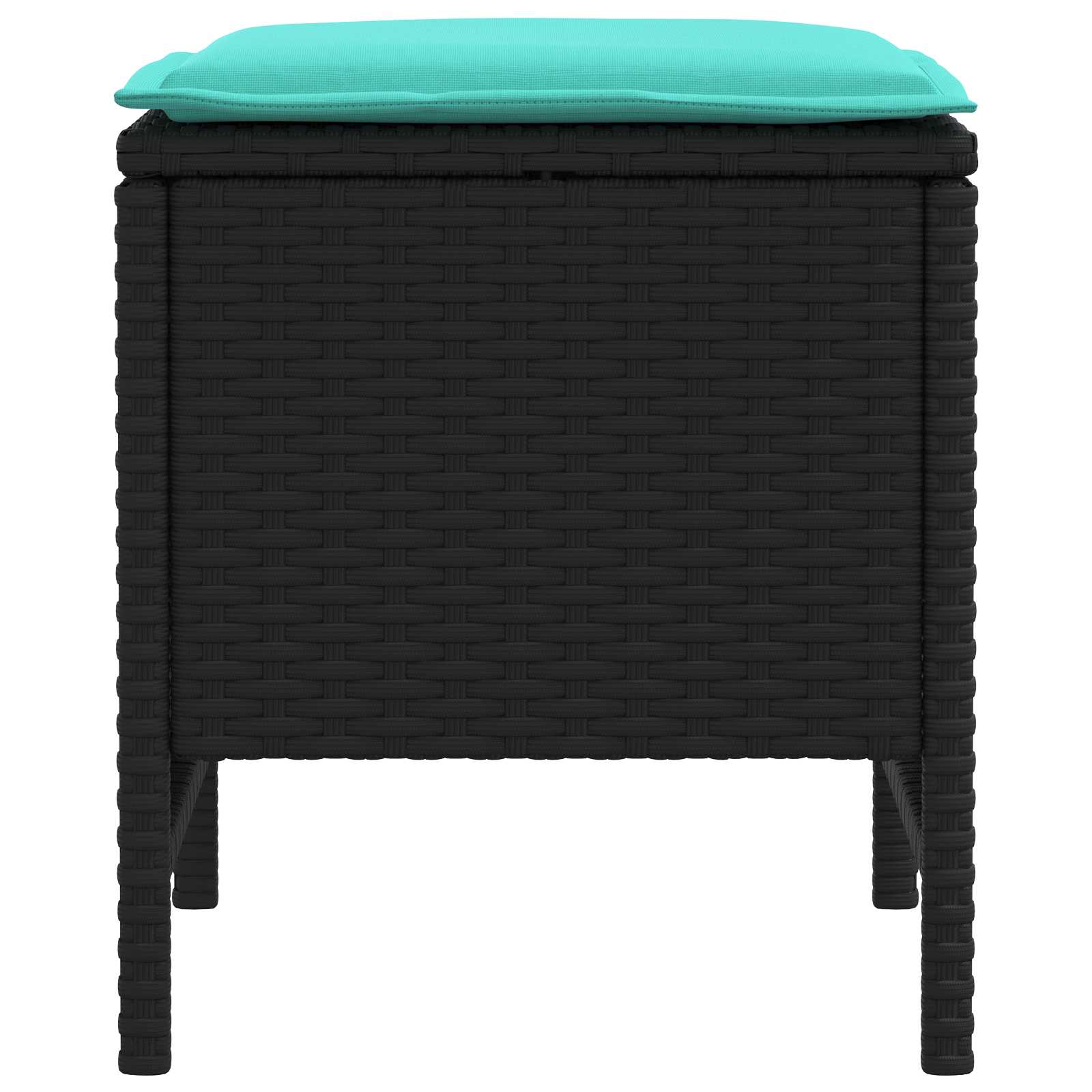 Garten-Fußhocker 2 Stück Schwarz und Türkis 38 x 38 x 45 cm