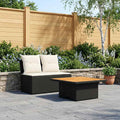 2 Stück Garten Mittel Sofa Mit Hochklapptisch Poly-Rattan