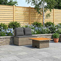 2 Stück Garten Mittel Sofa Mit Hochklapptisch Poly-Rattan