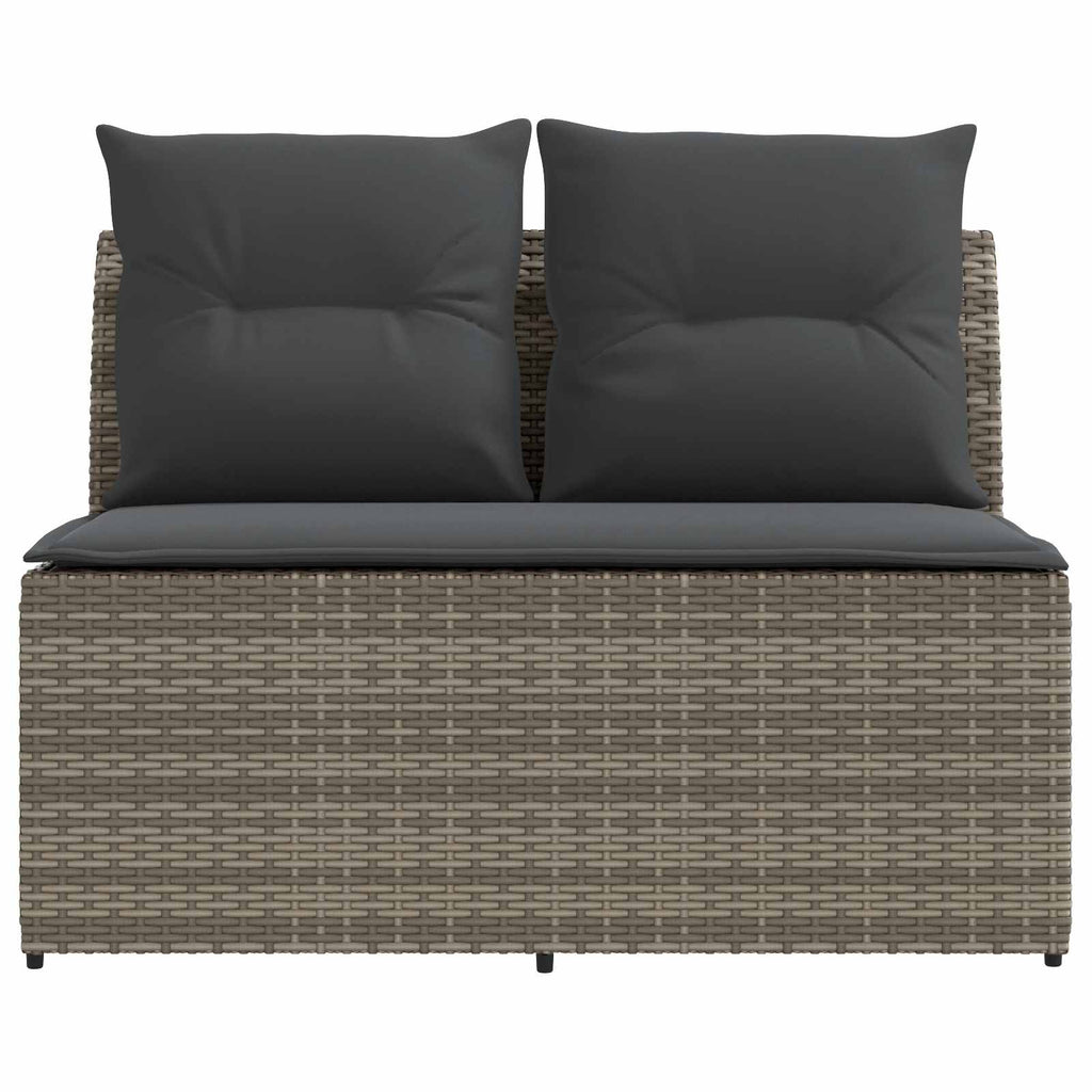 2 Stück Garten Mittel Sofa Mit Hochklapptisch Poly-Rattan