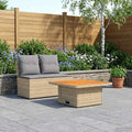 2 Stück Garten Mittel Sofa Mit Hochklapptisch Poly-Rattan
