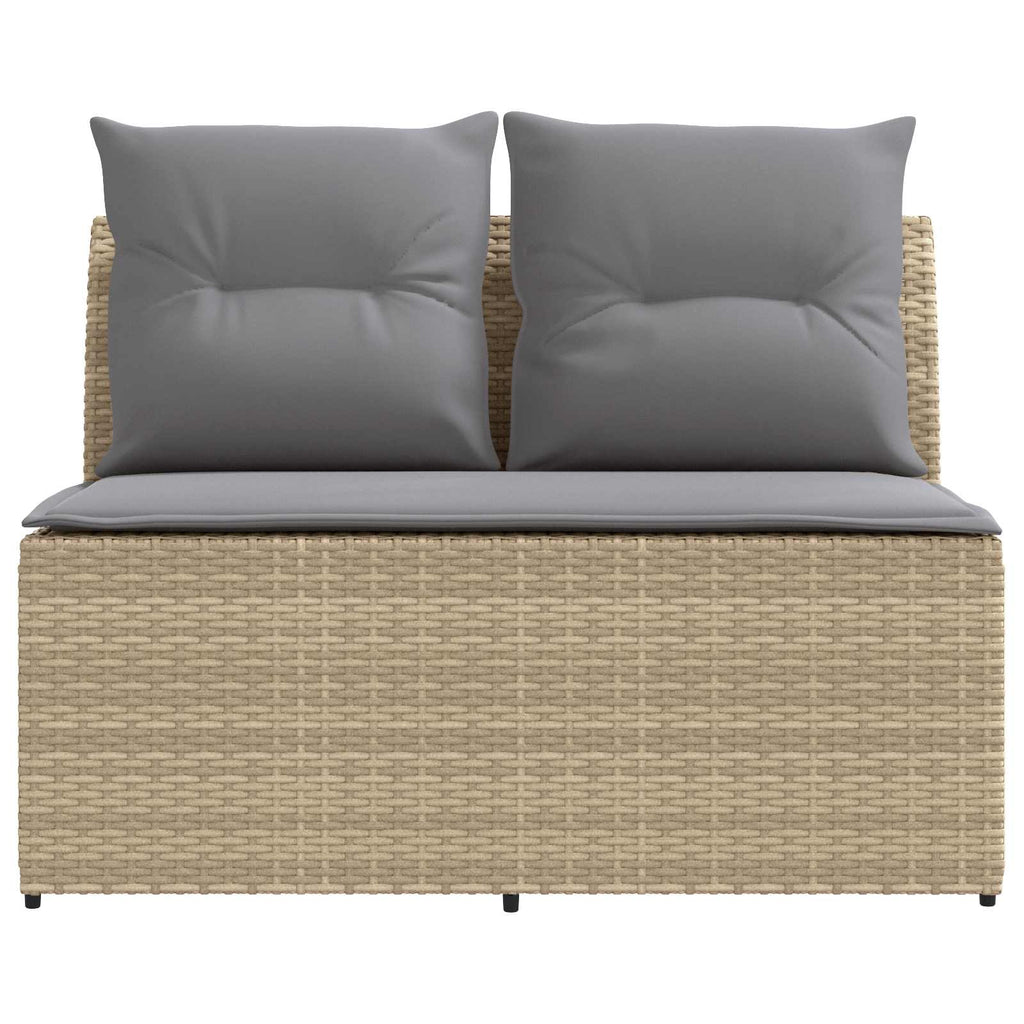 2 Stück Garten Mittel Sofa Mit Hochklapptisch Poly-Rattan