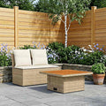 2 Stück Garten Mittel Sofa Mit Hochklapptisch Poly-Rattan