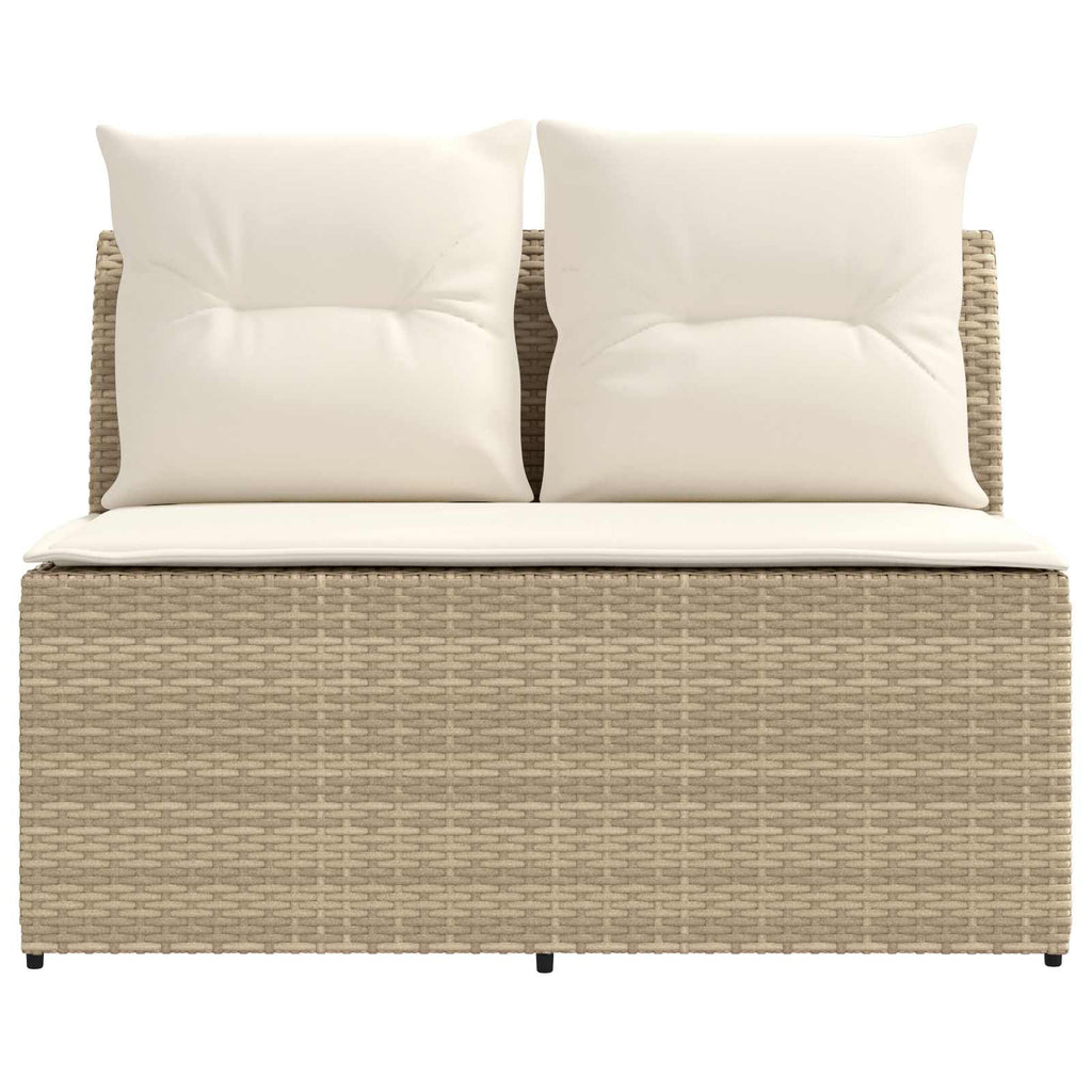 2 Stück Garten Mittel Sofa Mit Hochklapptisch Poly-Rattan