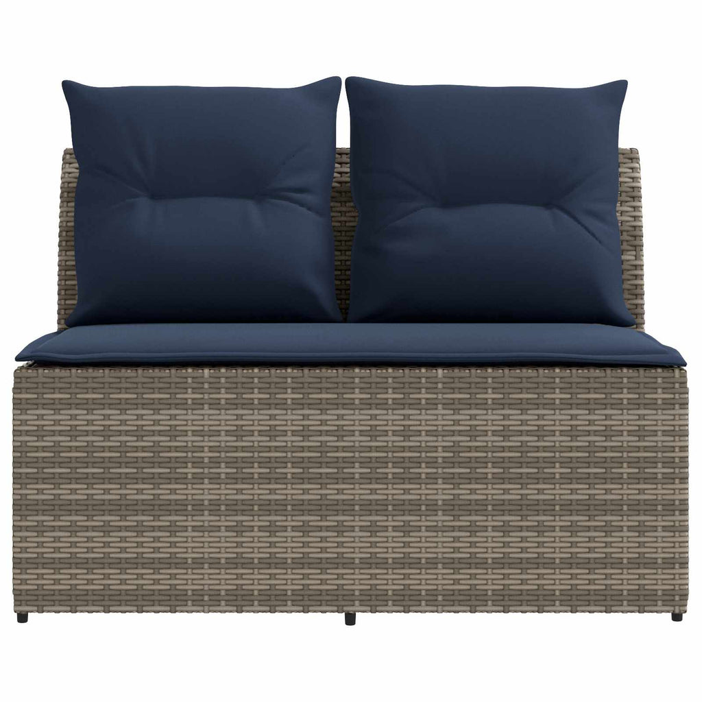 2 Stück Garten Mittel Sofa Mit Hochklapptisch Poly-Rattan