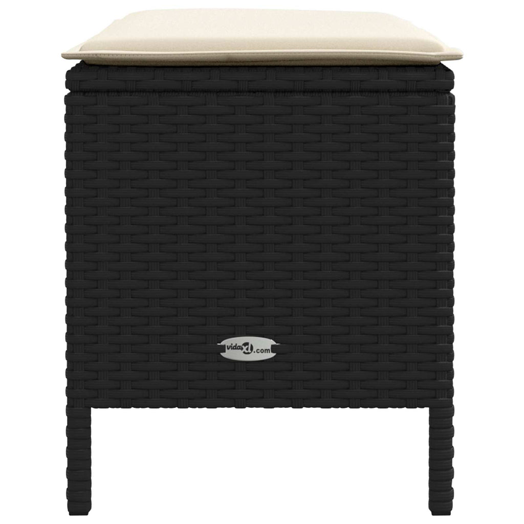 Garten-Fußhocker Schwarz und Creme 80 x 38 x 45 cm PE-Rattan