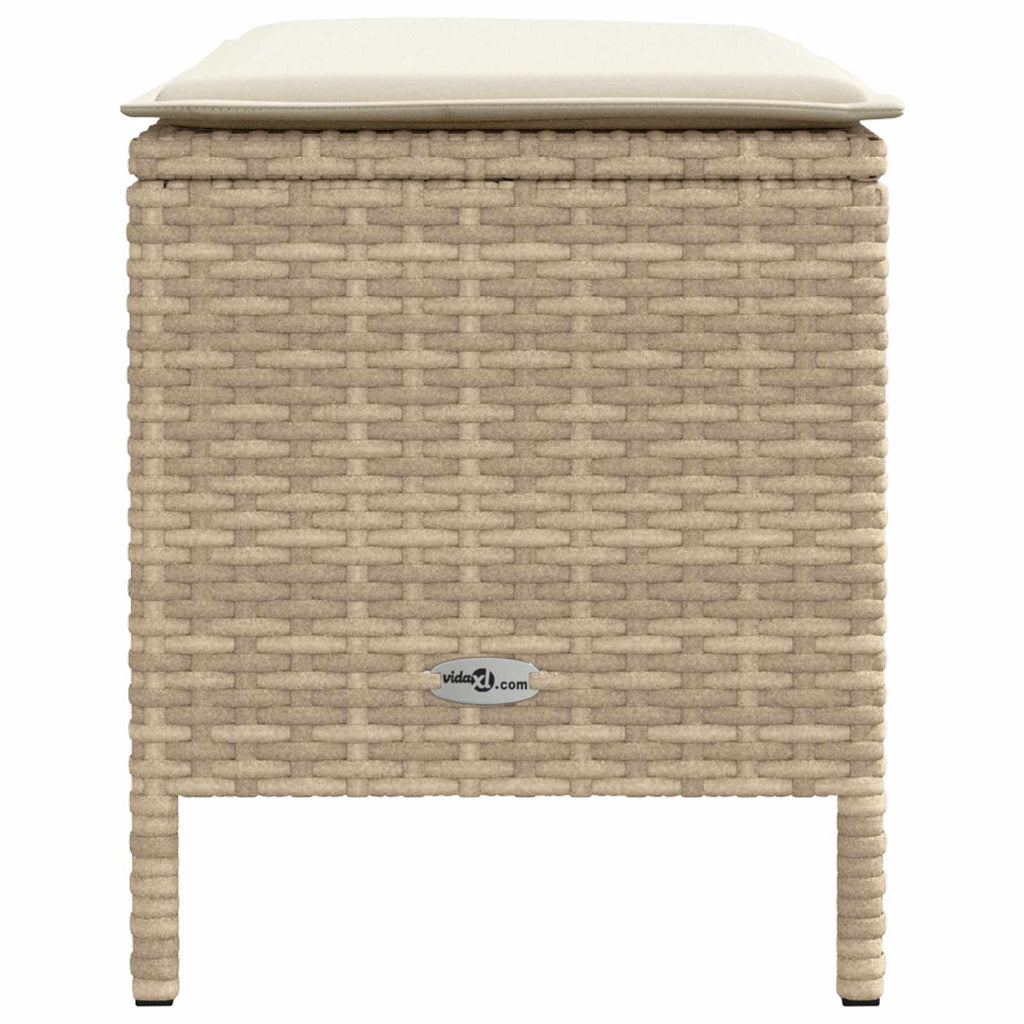 Garten-Fußhocker Beige und Creme 80 x 38 x 42 cm PE-Rattan