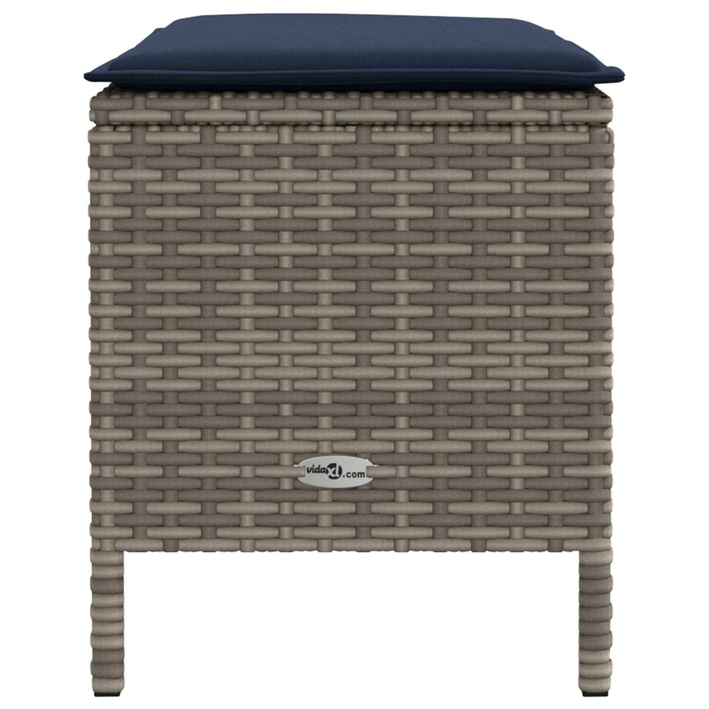 Garten-Fußhocker Grau und Marineblau 80 x 38 x 42 cm PE-Rattan