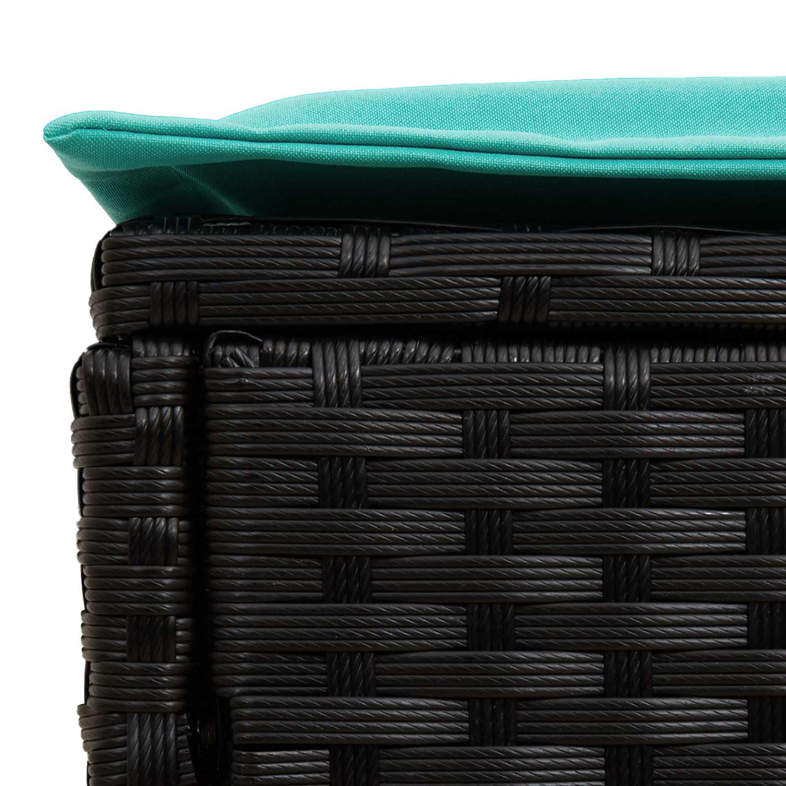Garten-Fußhocker Schwarz und Türkis 80 x 38 x 42 cm PE-Rattan