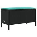 Garten-Fußhocker Schwarz und Türkis 80 x 38 x 42 cm PE-Rattan