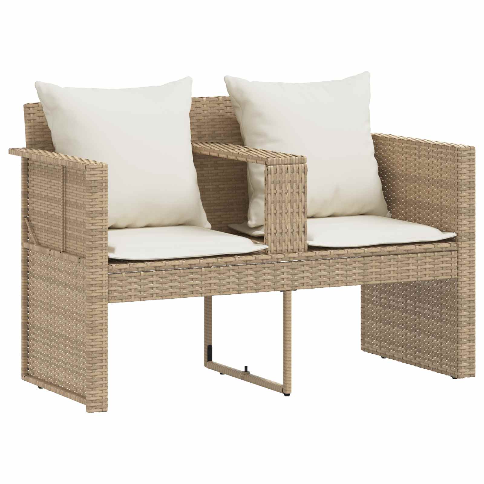 Garten-Sofa mit Kissen 8 pcs Beige und Cremeweiß Poly-Rattan