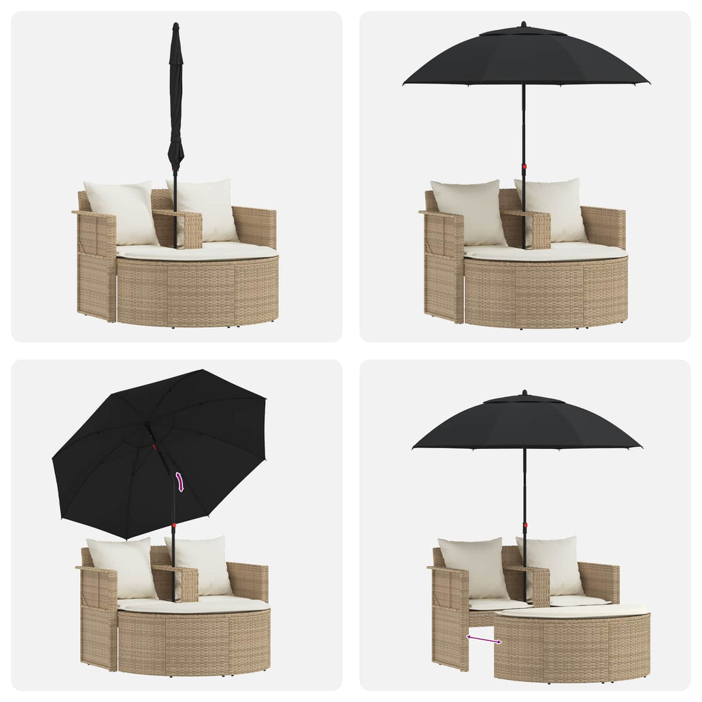 Garten-Sofa mit Kissen 8 pcs Beige und Cremeweiß Poly-Rattan