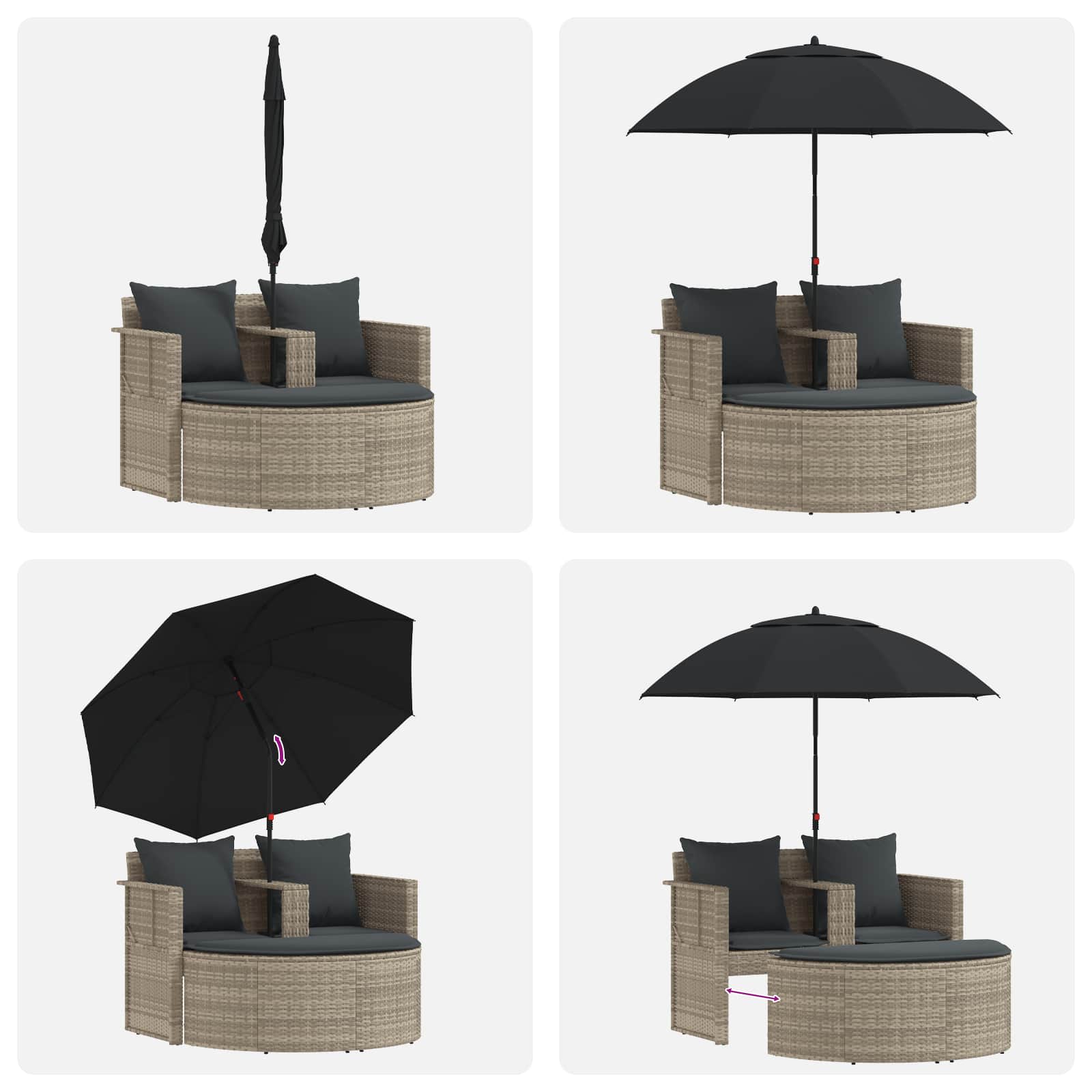 Garten-Sofa 8 pcs Hellgrau und Dunkelgrau Poly-Rattan