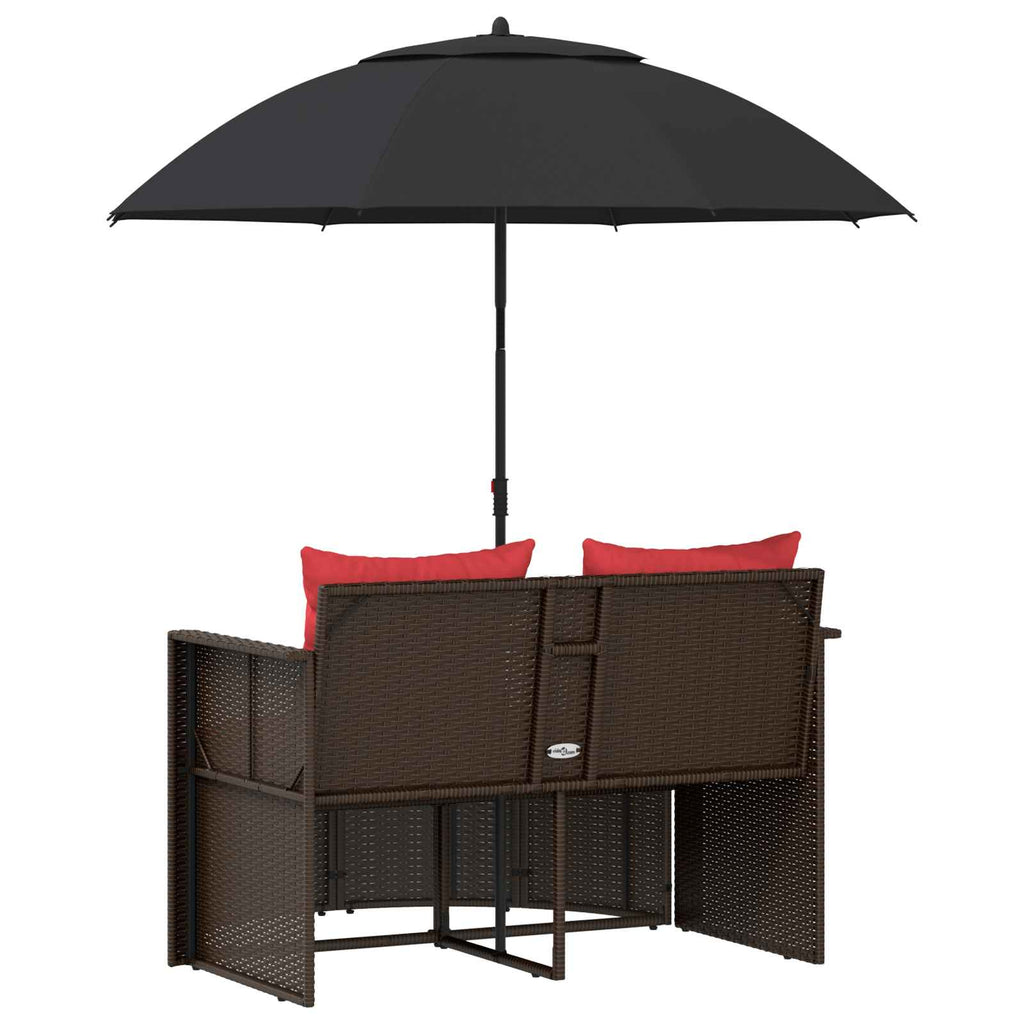 Garten-Sofa Braun und Rot 168 x 168 x 180 cm Polyrattan