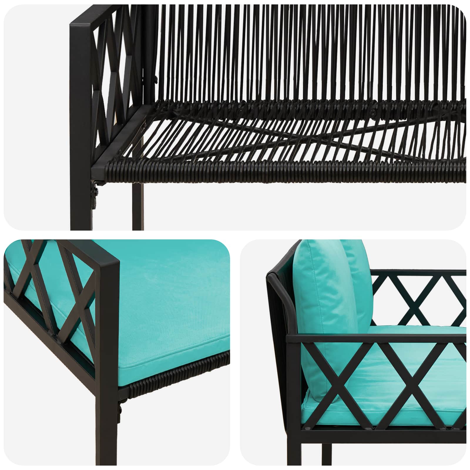 Bänke für Outdoor 2 -Seater 116 x 56 x 75 cm Poly-Rattan