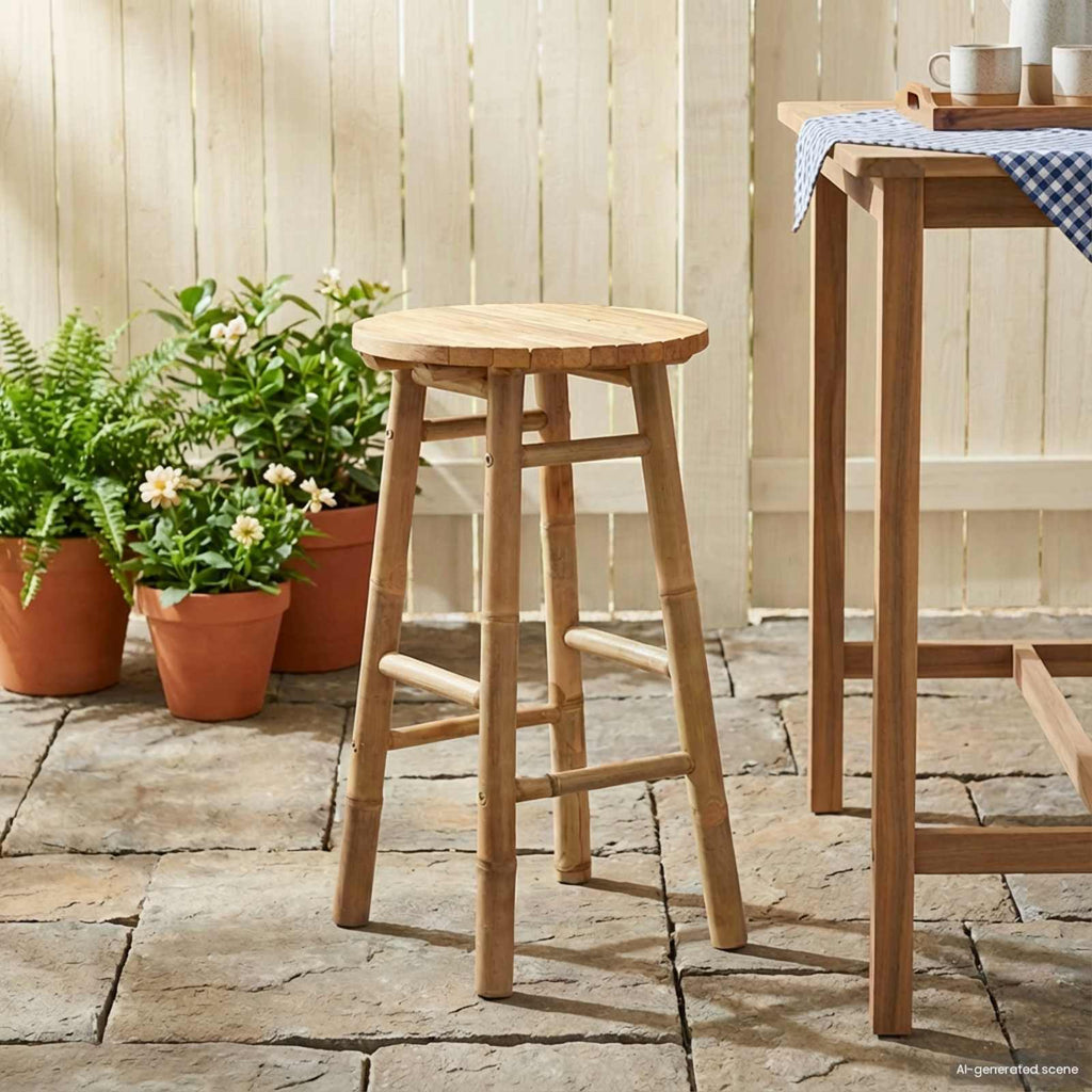Gartenhocker Natur Ø 38 x 68 cm Bambus