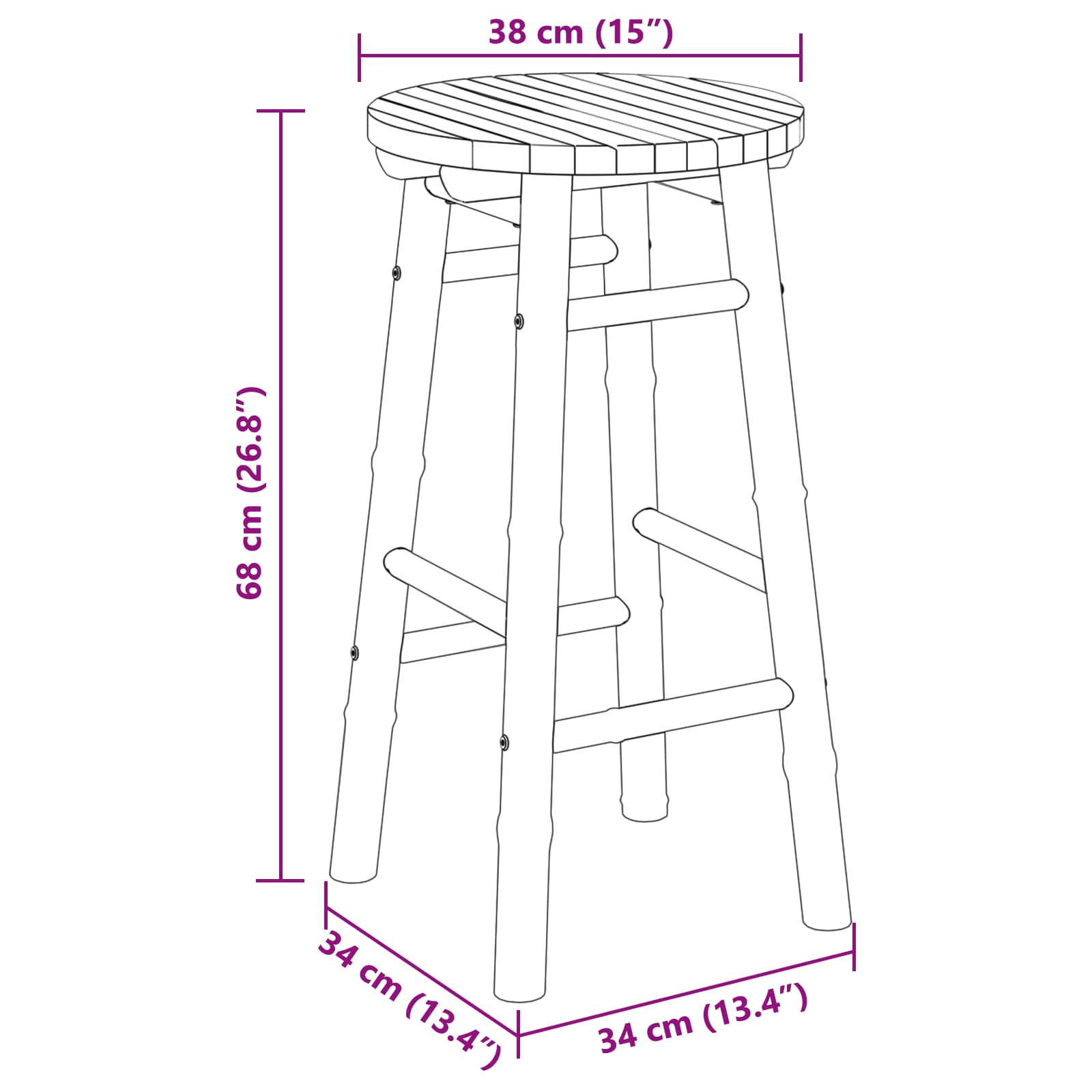 Gartenhocker Natur Ø 38 x 68 cm Bambus