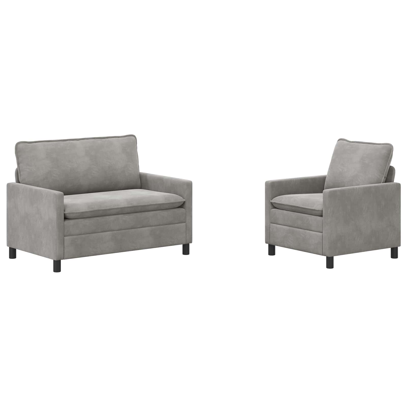 Sofa Set 2 pcs Hellgrau Samt