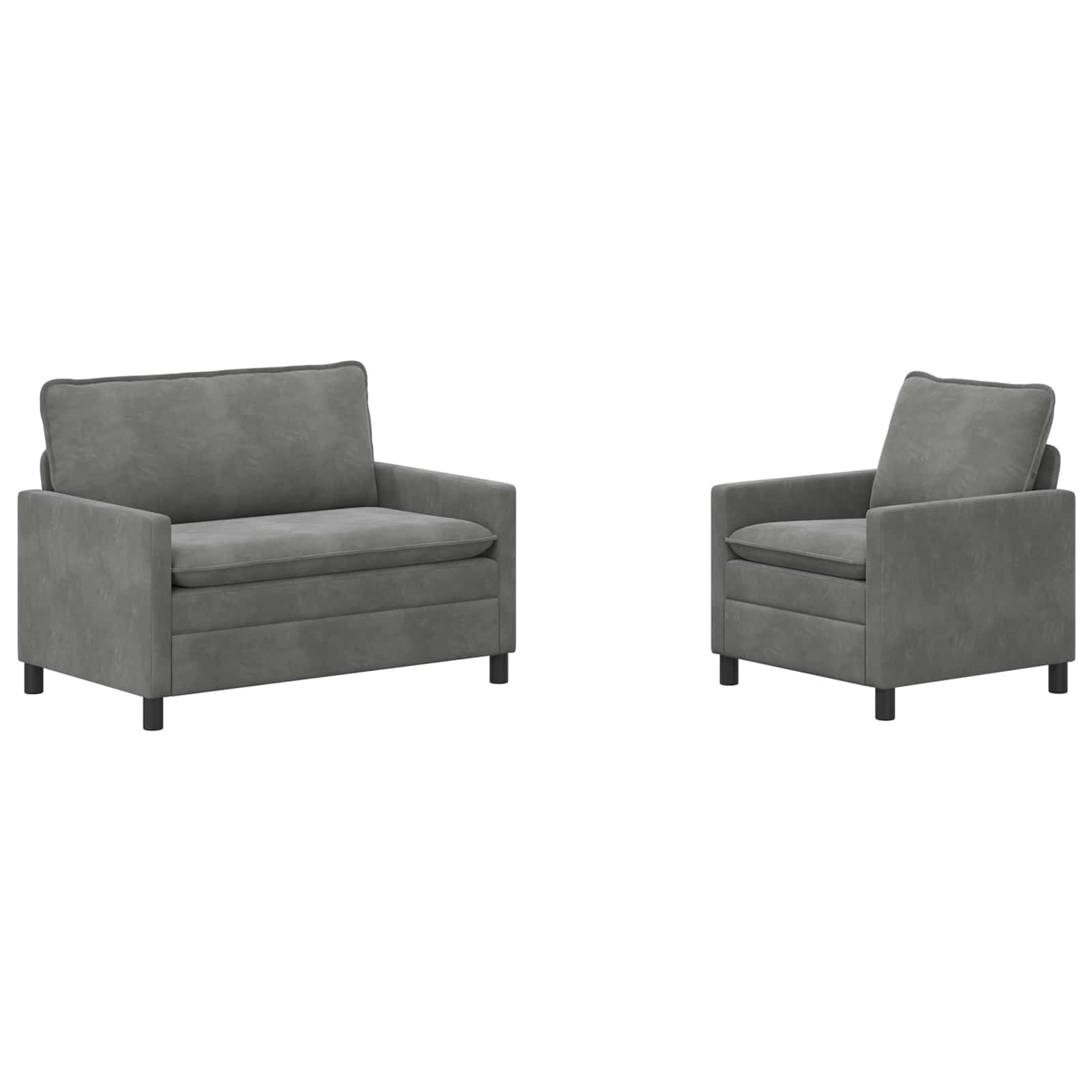Sofa Set 2 pcs Dunkelgrau Samt