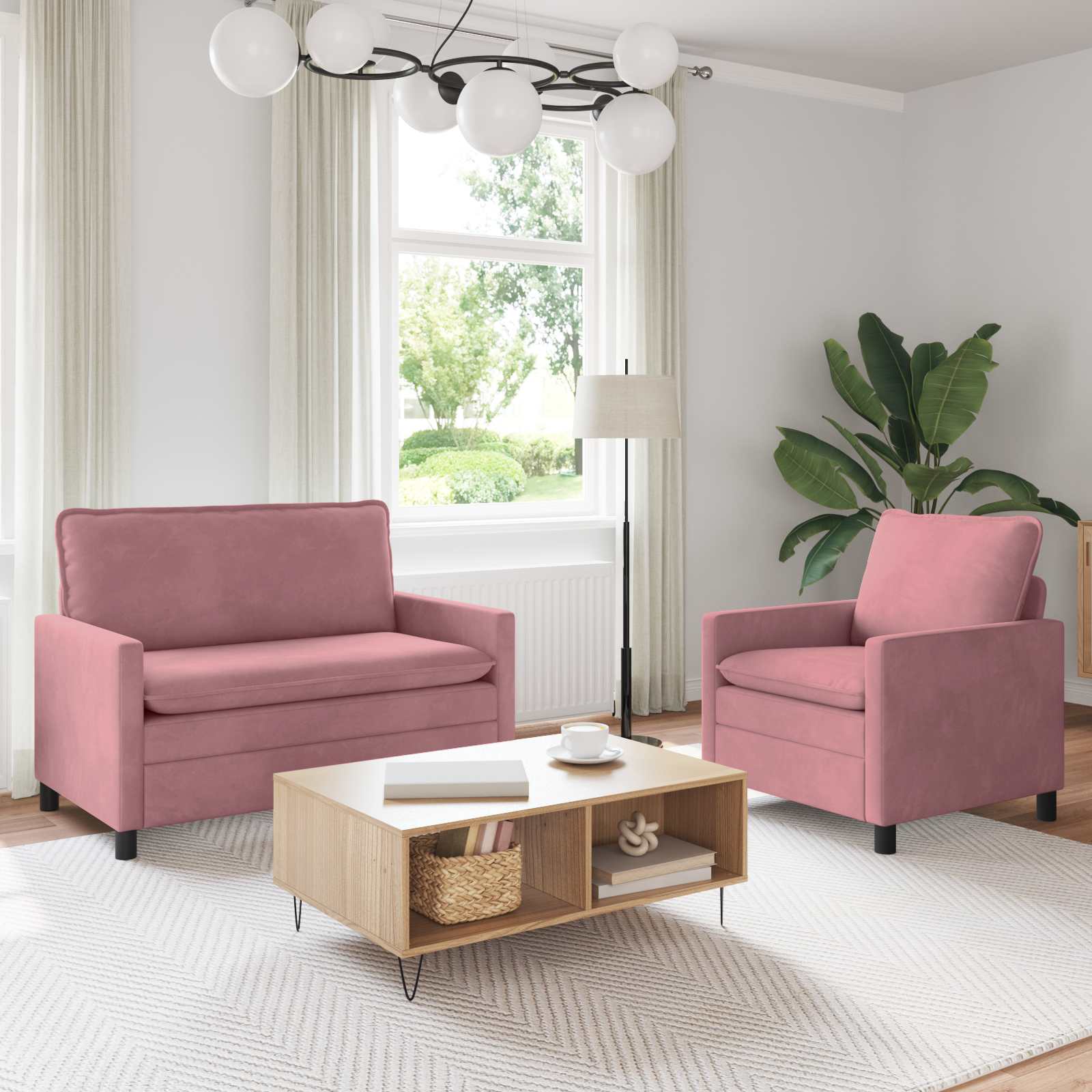 Sofa Set 2 pcs Rosa Samt