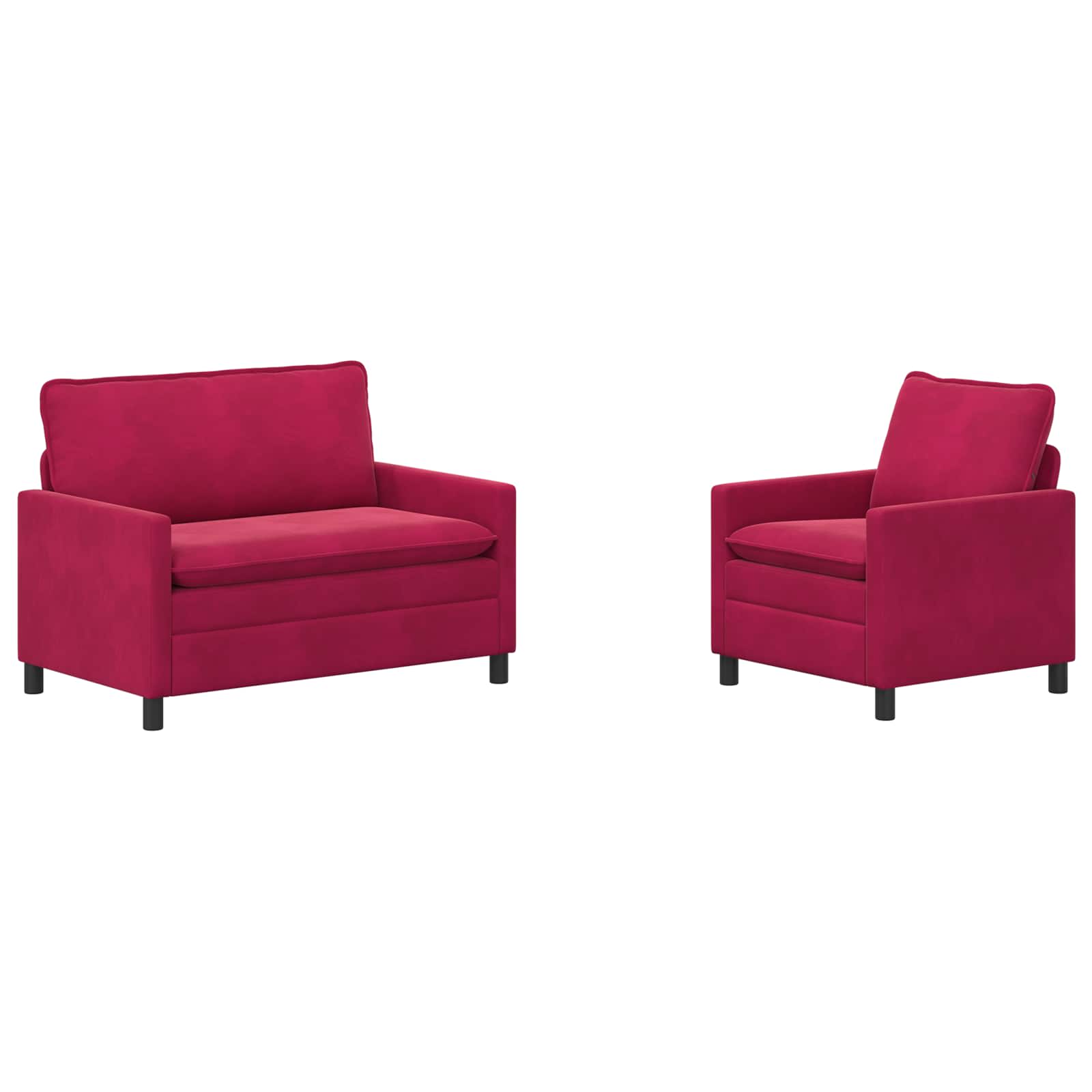 Sofa Set 2 pcs Weinrot Samt