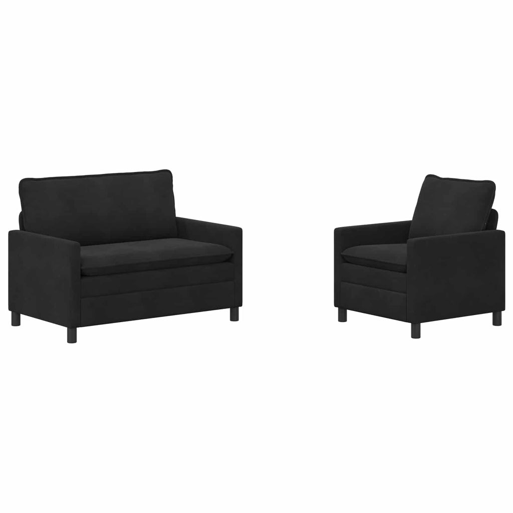 Sofa Set 2 pcs Schwarz Samt